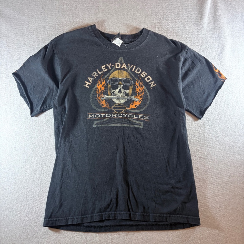 Harley Davidson Mens T Shirt Large Black Skull Wrench Barnett's Las Cruces 2008